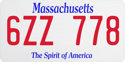 MA license plate 6ZZ778
