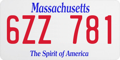 MA license plate 6ZZ781