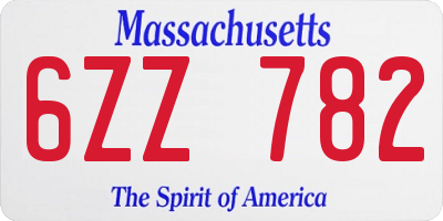 MA license plate 6ZZ782