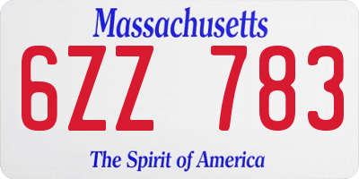 MA license plate 6ZZ783