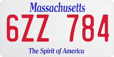MA license plate 6ZZ784
