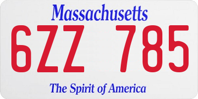 MA license plate 6ZZ785