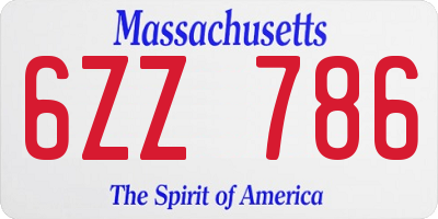 MA license plate 6ZZ786