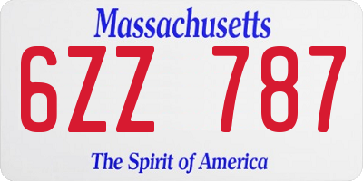 MA license plate 6ZZ787