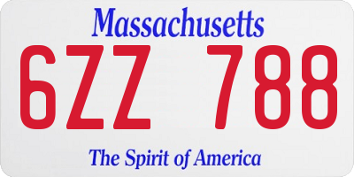 MA license plate 6ZZ788