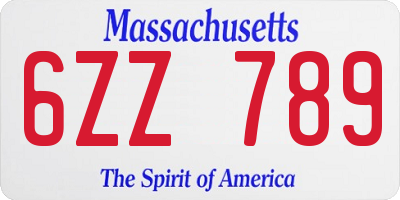 MA license plate 6ZZ789