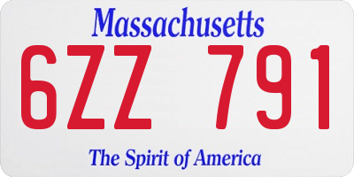 MA license plate 6ZZ791