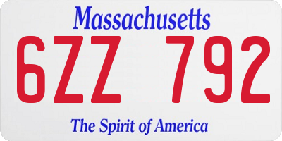 MA license plate 6ZZ792