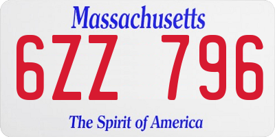 MA license plate 6ZZ796