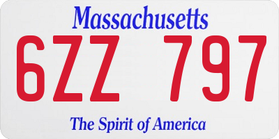 MA license plate 6ZZ797