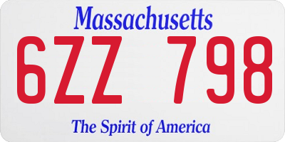 MA license plate 6ZZ798
