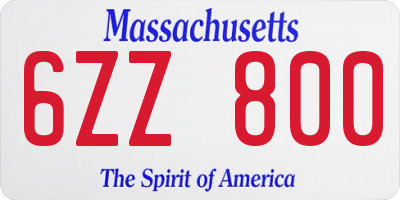 MA license plate 6ZZ800