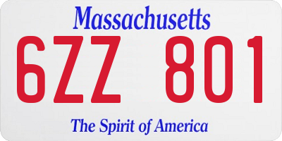 MA license plate 6ZZ801