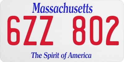 MA license plate 6ZZ802
