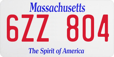 MA license plate 6ZZ804