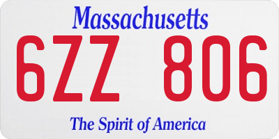 MA license plate 6ZZ806