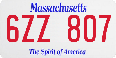 MA license plate 6ZZ807