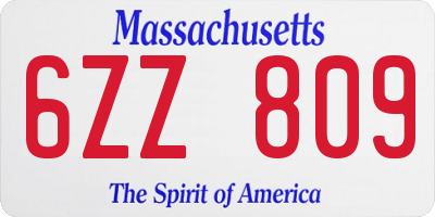 MA license plate 6ZZ809
