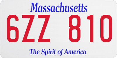 MA license plate 6ZZ810