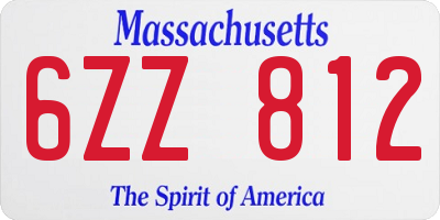 MA license plate 6ZZ812