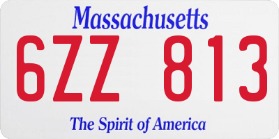 MA license plate 6ZZ813
