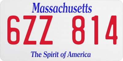 MA license plate 6ZZ814