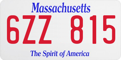 MA license plate 6ZZ815