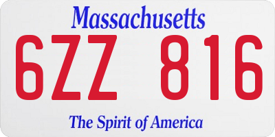 MA license plate 6ZZ816