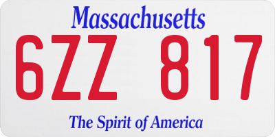 MA license plate 6ZZ817
