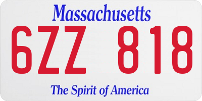 MA license plate 6ZZ818