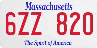 MA license plate 6ZZ820