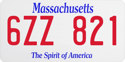 MA license plate 6ZZ821