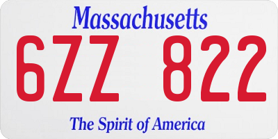 MA license plate 6ZZ822