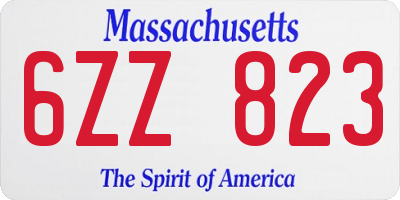 MA license plate 6ZZ823
