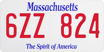 MA license plate 6ZZ824