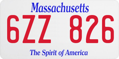 MA license plate 6ZZ826