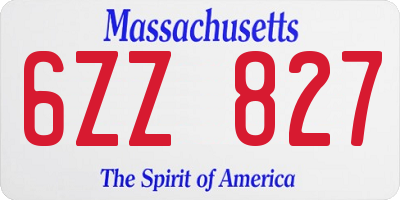 MA license plate 6ZZ827