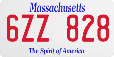 MA license plate 6ZZ828