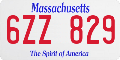 MA license plate 6ZZ829
