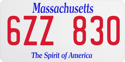 MA license plate 6ZZ830