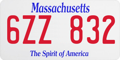 MA license plate 6ZZ832