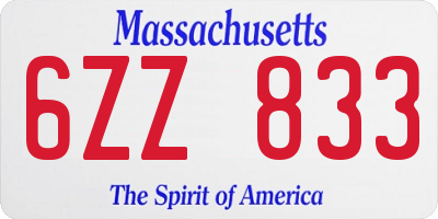 MA license plate 6ZZ833