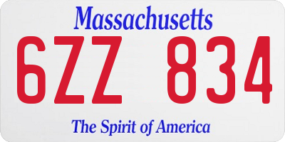 MA license plate 6ZZ834