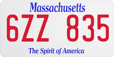 MA license plate 6ZZ835