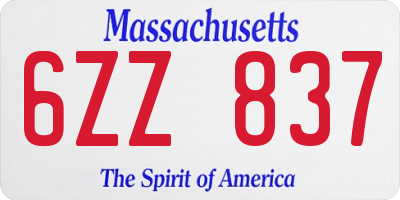 MA license plate 6ZZ837