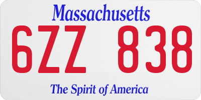 MA license plate 6ZZ838