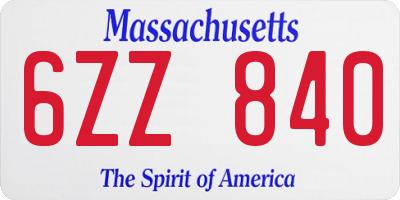 MA license plate 6ZZ840