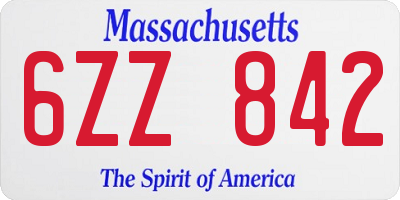 MA license plate 6ZZ842