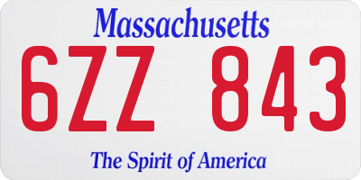 MA license plate 6ZZ843