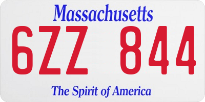 MA license plate 6ZZ844